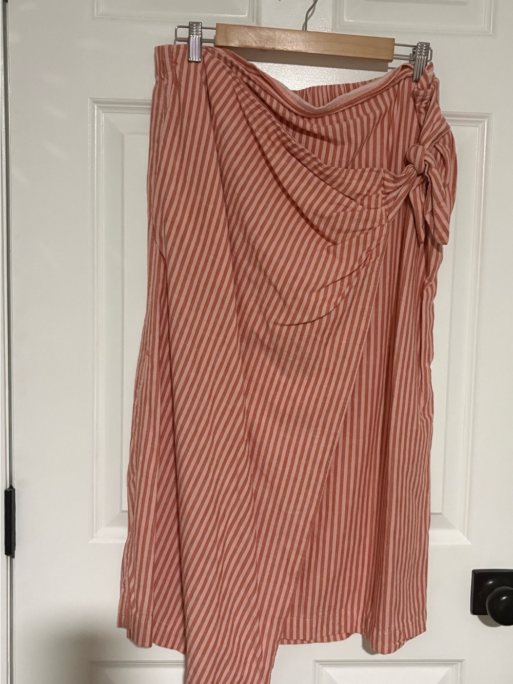 Universal Thread Striped Coral and Cream Maxi Wrap Dress with Side Knot